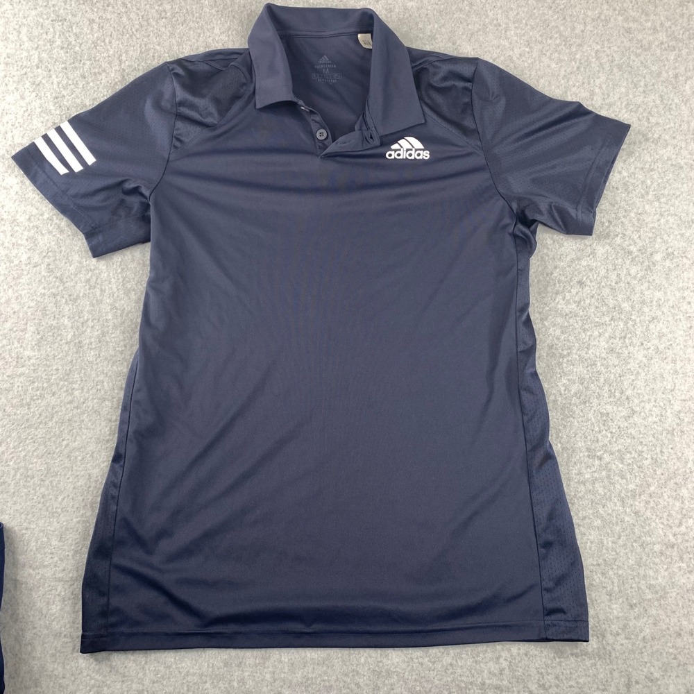 Adidas Polo Shirts Men Medium Navy Gray Aeroready Performance Lot of 2